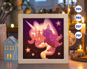 3D Fairytale Unicorn, Shadow Box Svg, For Cricut, For Silhouette, Layered Template, Paper Cut Files