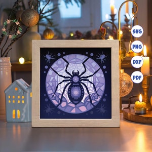 Araignée mandala 3D, Shadow Box Svg, pour Cricut, pour la silhouette, modèle en couches, fichiers papier découpé
