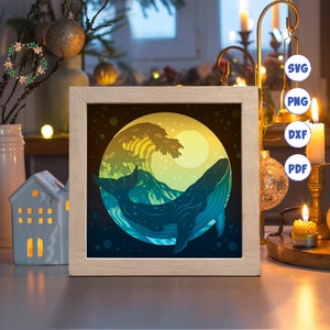 3D Whale 4, Shadow Box Svg, For Cricut, For Silhouette, Layered Template, Paper Cut Files