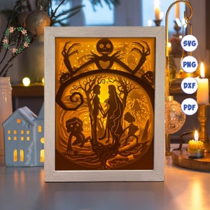 3D Halloween Shadow Box SVG: Layered Paper Cut Template