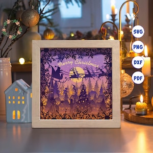 Noël 3D 16AA, Shadow Box Svg, pour Cricut, pour Silhouette, modèle en couches, fichier de fichiers papier découpé