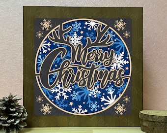 Christmas Shadow Box SVG: Layered Paper Cut Template (Digital Download)