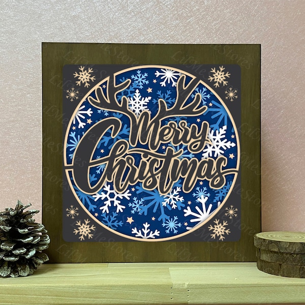 Christmas 23A Paper Cut Light Box Template, 3D Shadow Box SVG Files, Shadow Box Paper Cut, Light Box SVG, 3D Papercut Light Box SVG File