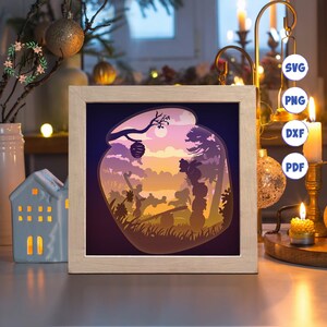 3D Bär, Shadow Box svg, Für Cricut, Für Silhouette, Layered-Vorlage, Papierschnittdateien