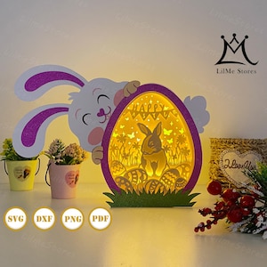 Bunny Easter Egg Box 2 Paper Cut, Egg Box svg, Easter Shadow Box, Easter Silhouette Lantern, Easter 3d Box, Light Box Svg