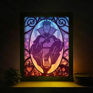 Rainha 3D é Bruxa, Caixa de Sombra Svg, Para Cricut, Para Silhouette, Modelo em Camadas, Arquivos de Corte de Papel