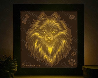 3D Pomeranian, Shadow Box Svg, For Cricut, For Silhouette, Layered Template, Paper Cut Files
