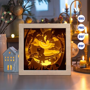 Lil and Sti 3D, Shadow Box Svg, pour Cricut, pour la silhouette, modèle en couches, fichiers papier découpé