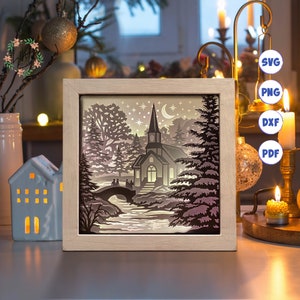 3D kerst, Shadow Box Svg, voor Cricut, voor silhouet, gelaagde sjabloon, papier gesneden bestanden-bestand