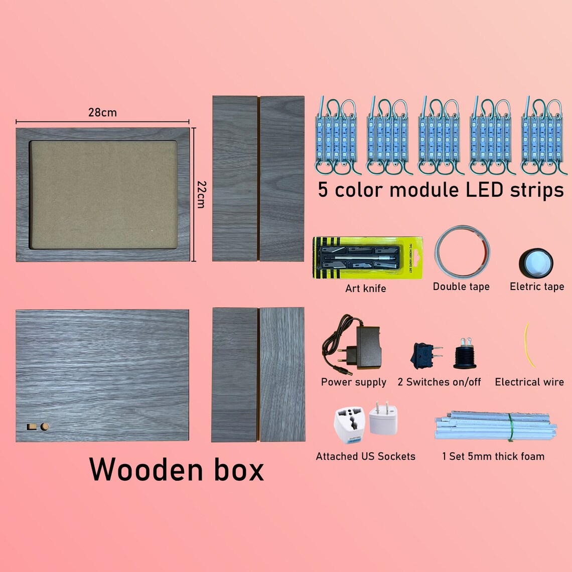 A Light Box Kit Full Size 22x28x7.5cm Rectangle Shadow Box Etsy