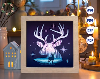 3D Deer, Shadow Box Svg, For Cricut, For Silhouette, Layered Template, Paper Cut Files