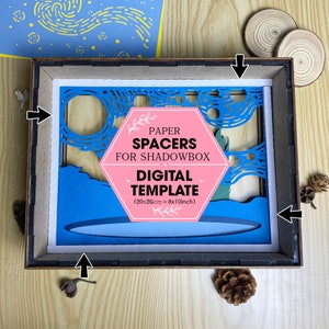 Espaciadores de cartulina Archivo digital DIY para caja rectangular, caja de luz 3D, caja de sombra, caja de luz cortada en papel 20x26 cm (8x10 pulgadas)