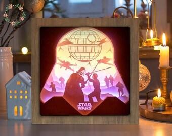 Star 2 3D Paper Cut Light Box, Papercut Lightbox, Shadow Box, Dream Lightbox, Dream Box, Night Light, Decoration Box