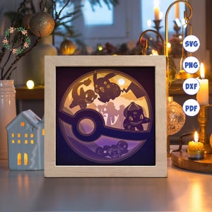 Animali 3D, Shadow Box SVG, Per Cricut, Per Silhouette, Modello a strati, File di ritaglio cartaceo