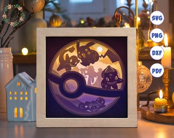 Modèle de caisson lumineux papier découpé animaux, fichiers SVG 3D Shadow Box, papier découpé, caisson lumineux 3D, fichier SVG Papercut 3D caisson lumineux