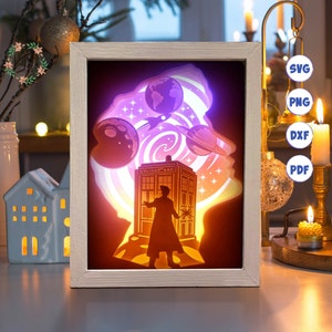 3D Who, Shadow Box SVG, per Cricut, per Silhouette, modello a strati, file di carta tagliata