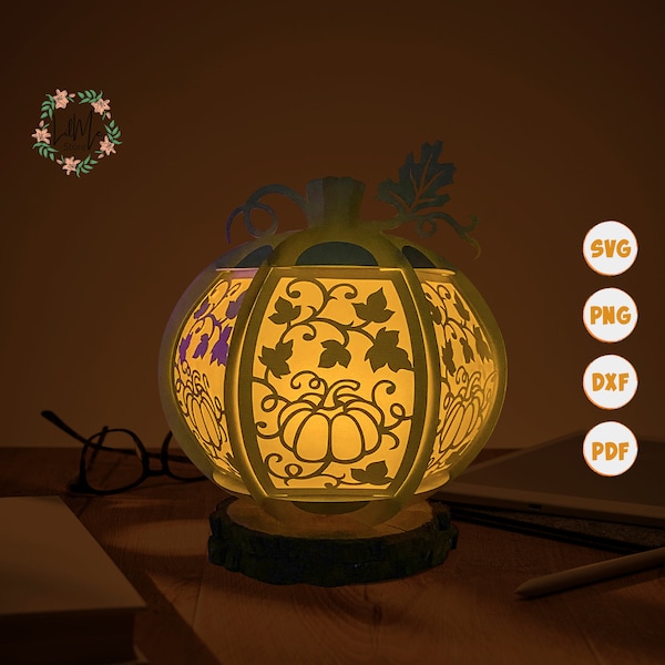 Pumpkin Lantern SVG File, Cricut Projects For Halloween Decoration, Halloween Pumpkin Shadow Box
