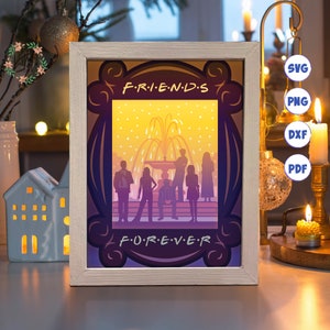 Amitié 3D, Svg Shadow Box, pour Cricut, Silhouette, modèle en couches, fichiers papier découpé