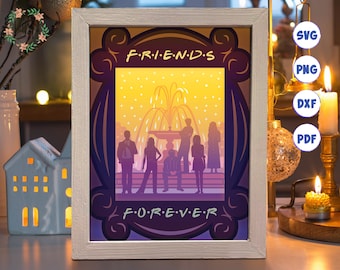 3D-Freundschaft, Schattenbox-Svg, für Cricut, für Silhouette, überlagerte Vorlage, Papierschnitt-Dateien