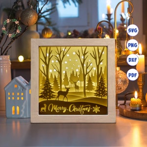 3D Weihnachten 18, Shadow Box svg, Für Cricut, Für Silhouette, Layered-Vorlage, Papierschnittdateien