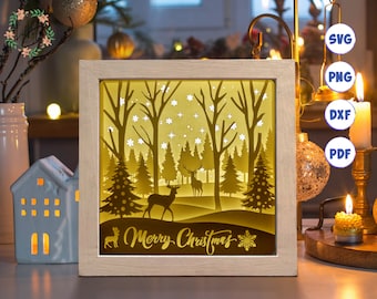 3D Christmas Shadow Box SVG: Layered Paper Cut Template (Digital Files)