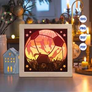 3D Soccer 4, Shadow Box Svg, For Cricut, For Silhouette, Layered Template, Paper Cut Files