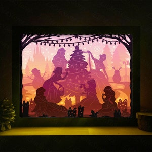 Noël Cendrillon 3D, Shadow Box Svg, pour Cricut, pour Silhouette, modèle en couches, fichiers papier découpé