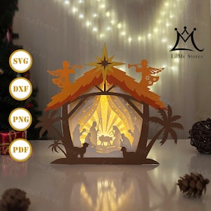 Nativity Box 2 Paper Cut, Christmas Lantern svg, Christmas Shadow Box, Christmas  Silhouette Lantern, Christmas 3d Box, Light Box Svg