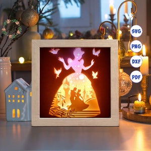 Carré 3D de Cendrillon, Svg, pour Cricut, pour la Silhouette, modèle en couches, fichiers papier découpé