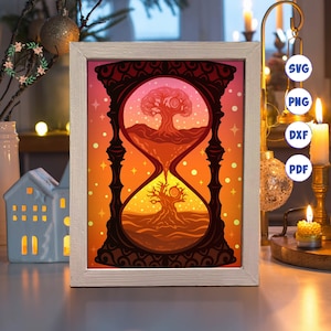 3D Hourglass 2, Shadow Box Svg, For Cricut, For Silhouette, Layered Template, Paper Cut Files