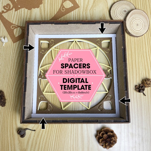 Cardstock Spacers Digital File DIY For Square Box, 3D Light Box, Shadow Box, Paper Cut Light Box 20x20 cm (8x8 inches) Cardstock Spacers Digital File DIY For Square Box, 3D Light Box, Shadow Box, Paper Cut Light Box 20x20 cm (8x8 inches)
