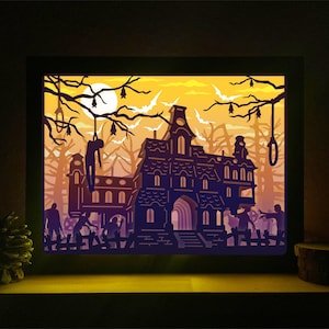 3D Haunted Castle 1A, Shadow Box Svg, For Cricut, For Silhouette, Layered Template, Paper Cut Files