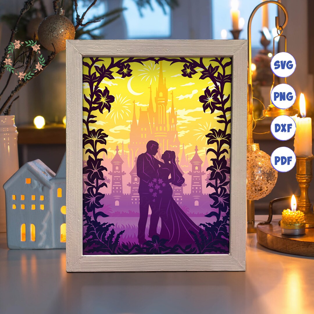 3D Wedding Shadow Box SVG: Layered Paper Cut Template (digital Download ...
