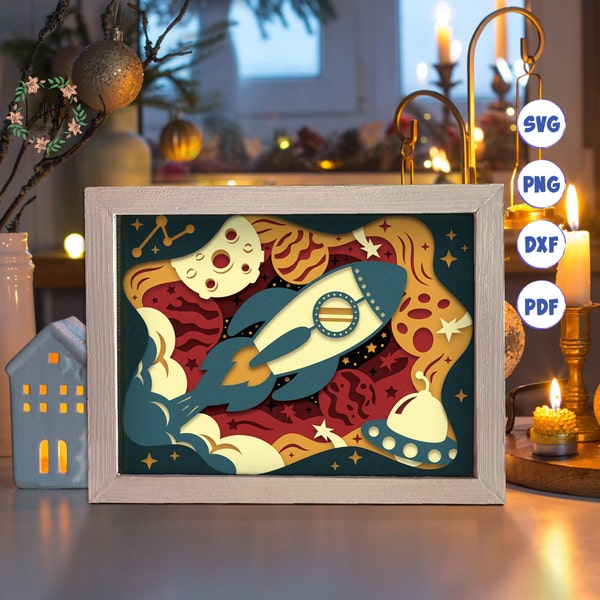 Rocket Paper Cut Light Box Template, 3D Shadow Box SVG Files, Shadow Box Paper Cut, Light Box SVG, 3D Papercut Light Box SVG File Rocket Paper Cut Light Box Template, 3D Shadow Box SVG Files, Shadow Box Paper Cut, Light Box SVG, 3D Papercut Light Box SVG File