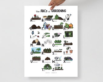 The ABCs of Gardening matte poster, gardener gift, Mother's Day gift, Father's Day gift