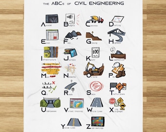 The ABCs of Civil Engineering, Throw Blanket, American/US Edition, 50 x 60 inches