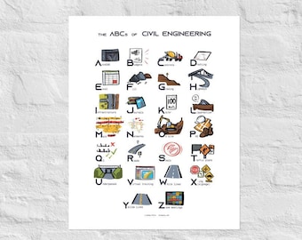 The ABCs of Civil Engineering poster print, American/US edition