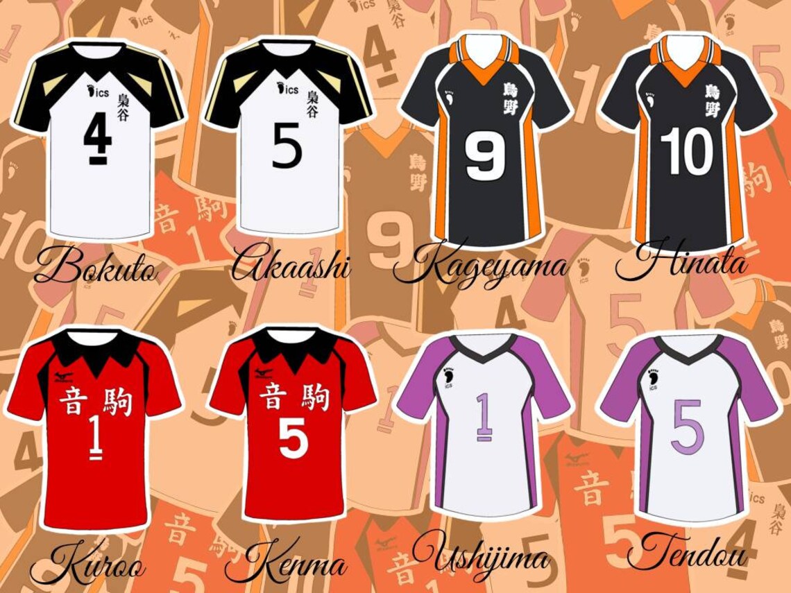 Volleyball Anime Jersey Stickers Team Captains Pretty Etsy
