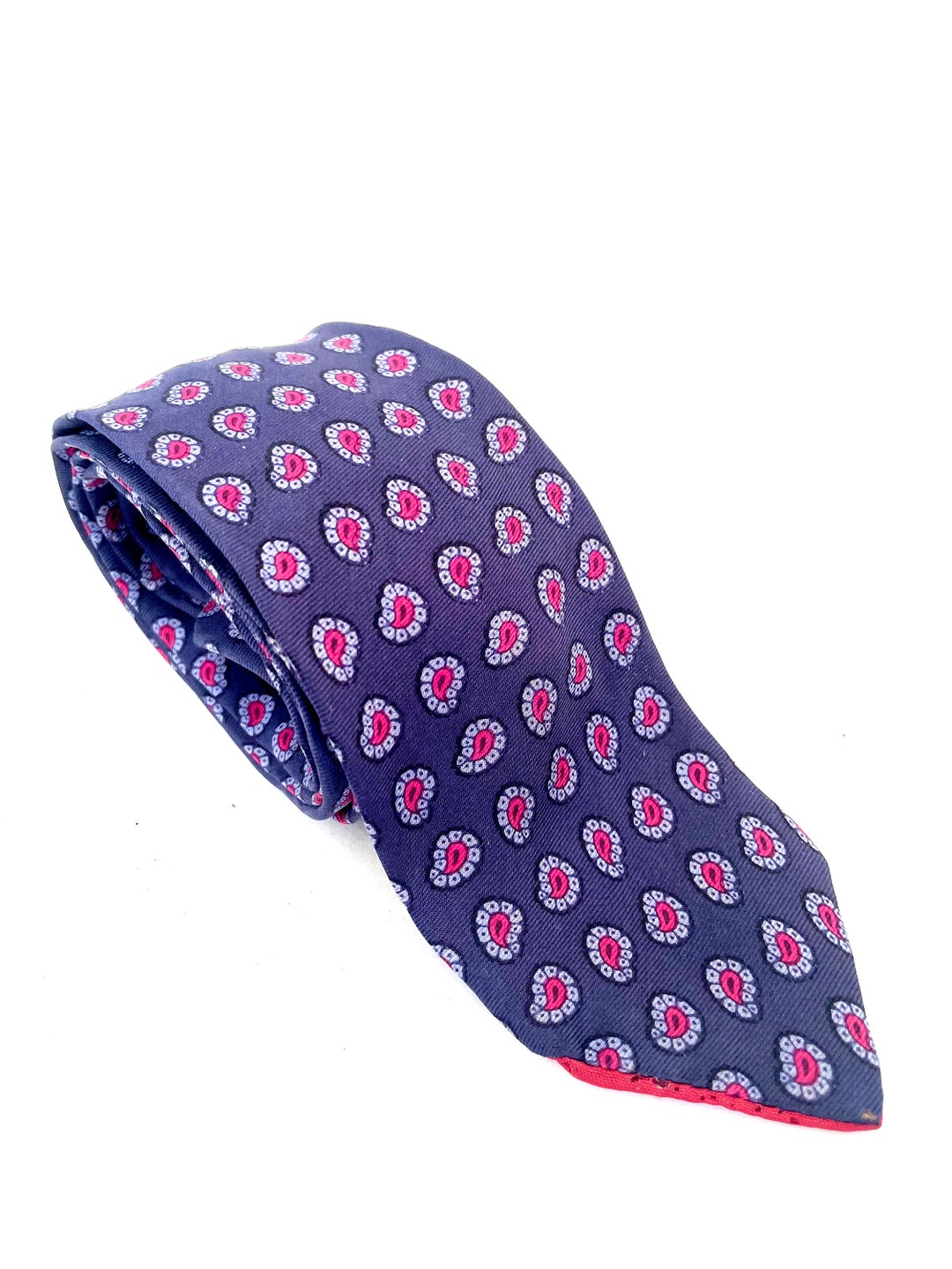 Vintage Men's Paisley Silk Tie, All Original Blue Skinny Mod Necktie ...
