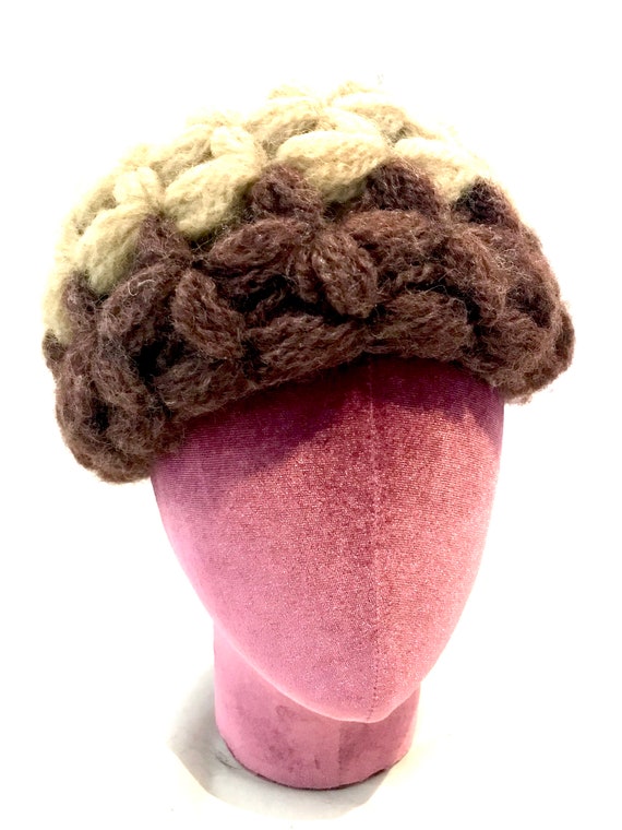 Vintage Hat Lot | Beret | Crochet Knit | Brown Beige | 60s | 40s | 30s Crochet Beret Pattern, Vintage 30s Beret Tam PDF, Vintage  main image 2