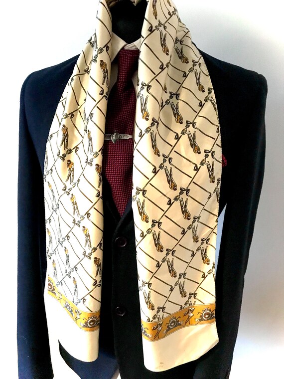 Men's Vintage Golfing Beige Scarf, 60’s All Origi… - image 4