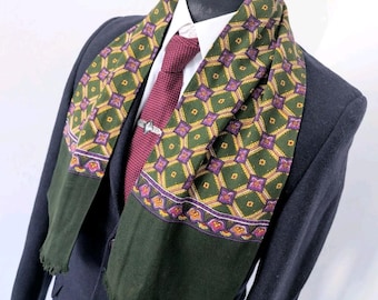 Men's Vintage Art Nouveau Wool Scarf - 1960s Retro Multicoloured Necktie