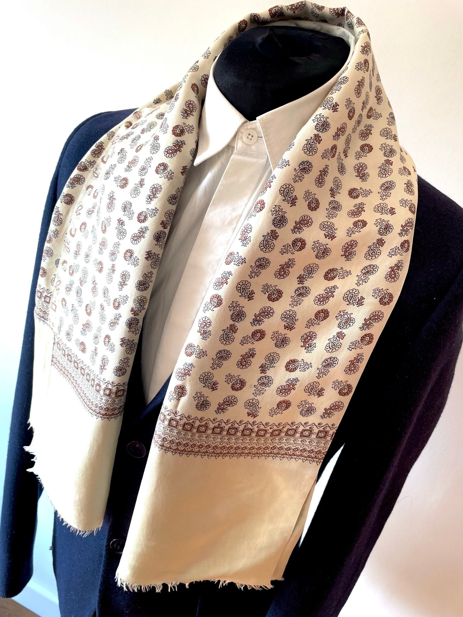 vintage 60s  Style Mod Scarf Gift for Him Mens Paisley Scarf