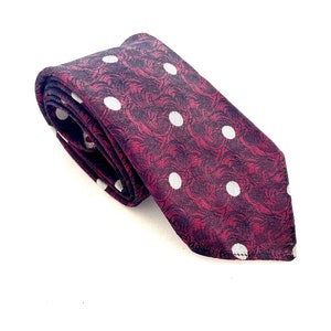 Vintage Men&#39;s Polka Dot Tie, Retro Textured Red Mod 60s Necktie