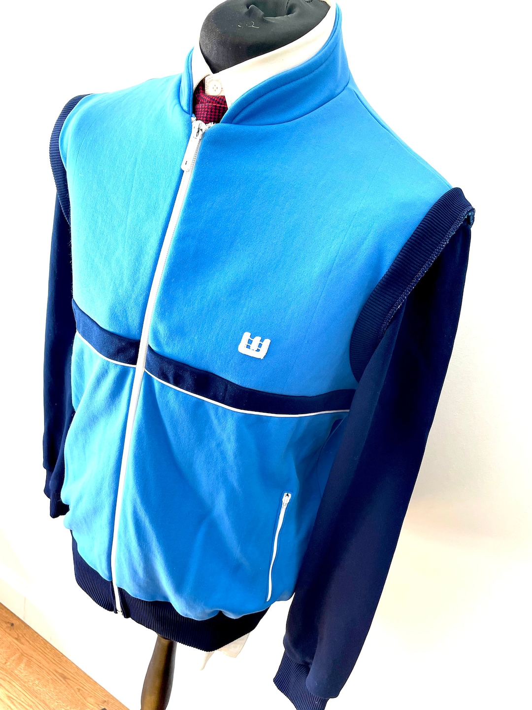 Original Sports Wagner Track Top, Vintage Men's 70's Blue Therm Jacket