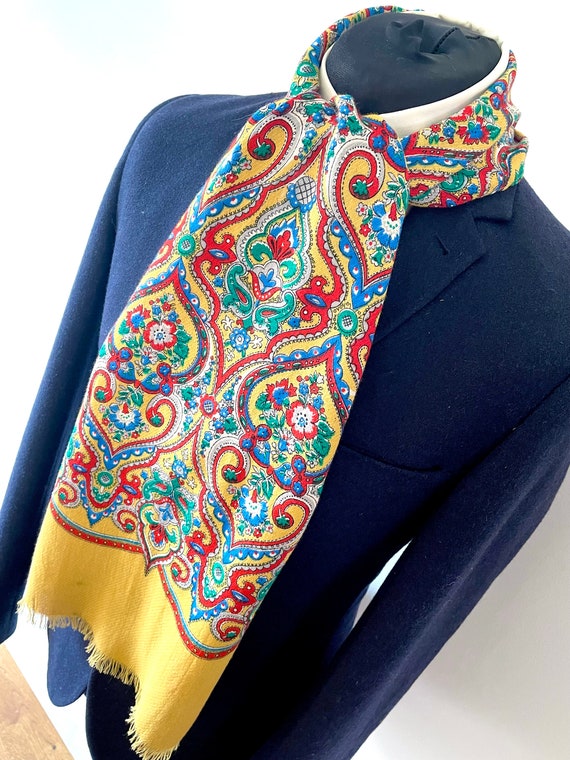 Mens vintage navy fro psychedelic 60s mod scarf
