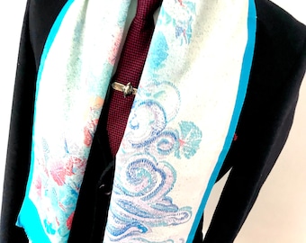 Unisex Vintage Floral Scarf, 60’s All Original Silky Retro Necktie