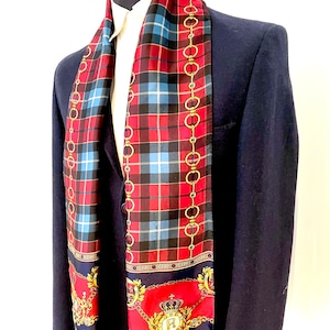 Vintage 60s Silk Scarf: Chain Print, Paris Emblem