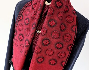 Vintage Aboriginal sjaal voor heren, jaren 60 geheel originele retro rode wollen stropdas Mid Century Cravat
