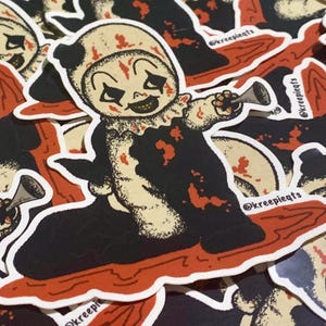 Art Inspired Waterproof Sticker | Creepy Clown Decor | Horror Art Gift | Unique Spooky Sticker